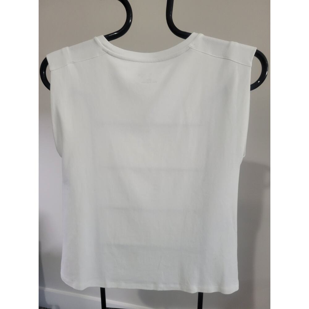 Carla Rockmore XS White 100% Cotton Pleated Shoulder Sleeveless Top A693728 NWOT - Picture 5 of 8